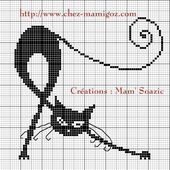 Chat Noir stylisé à broder, en habillage de boite - Chez Mamigoz