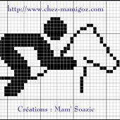 Bande à broder serviette et drap de bains : pictogramme équitation - Chez Mamigoz