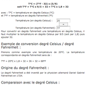 Obtenir une température Farenheit à partir des degrés Celcius -