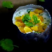 Riz au lait de coco, pêches et coriandre - La Médecine Passe Par La Cuisine
