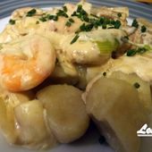 Recette : gnocchi aux crevettes et fondue de poireaux - Les Gralettes