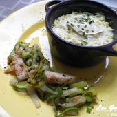 Recette : gratin de chou-fleur au chèvre et fondue de poireaux - Les Gralettes