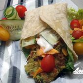 recette : wrap galettes de courgettes, crevettes et crudités - Les Gralettes