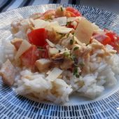 Recette : riz à la crème tomatée et poulet express - Les Gralettes