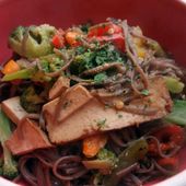 Recette : Wok tofu fumé, brocolis et nouilles sautées - Les Gralettes