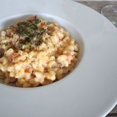 Recette : coquillettes crevettes et cèpes façon risotto - Les Gralettes