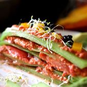 RECETTE Lasagnes de concombre & crème de poivron