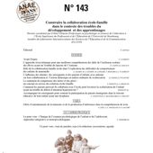 ANAE N° 143 - Construire la relation école-famille dans le contexte de troubles des apprentissages - A.N.A.E