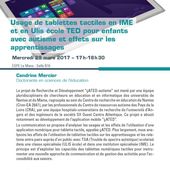 Usage des tablettes tactiles en IME et ULIS pour enfants autistes - 29 mars 2017 - A.N.A.E