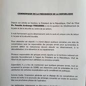 COMMUNIQUE DE LA PRESIDENCE RELATIF A LA CONCERTATION DE TOUADERA AVEC LES GROUPES ARMES