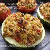 Courgette et tomate du jardin farcies semoule/Légumes, saveur pesto basilic maison