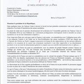 Traité d'interdiction des armes nucléaires : le comité de Corrèze du Mouvement de la Paix s'adresse à Emmanuel Macron