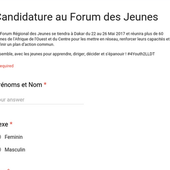 Candidature au Forum des Jeunes