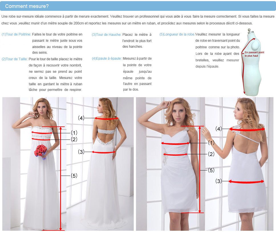 Comment mesurer votre taille pour commander votre robe de mariée en ligne -  vêtements de mariage pas cher
