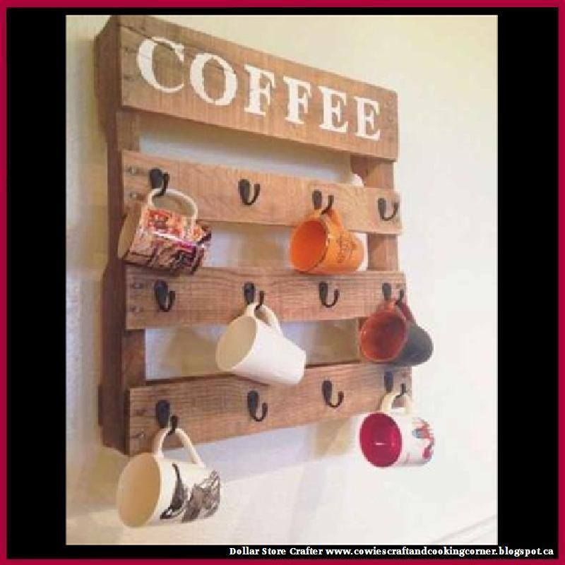 Turn A Pallet Into A Coffee And Tea Cup Wall Holder Organizer