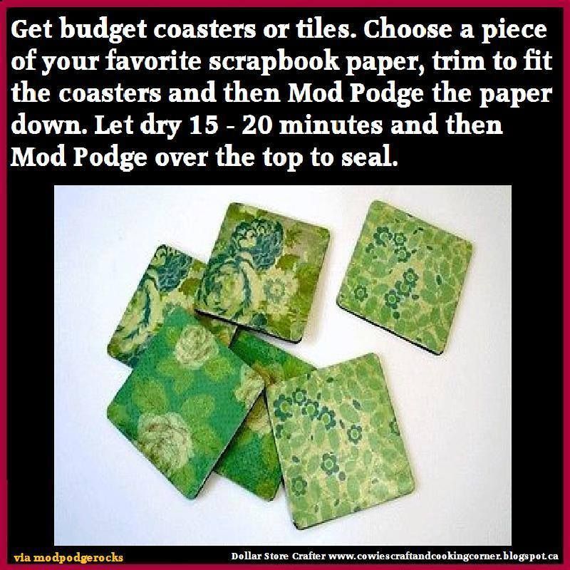 Turn Dollar Store Scrapbook Paper Into DIY Coasters