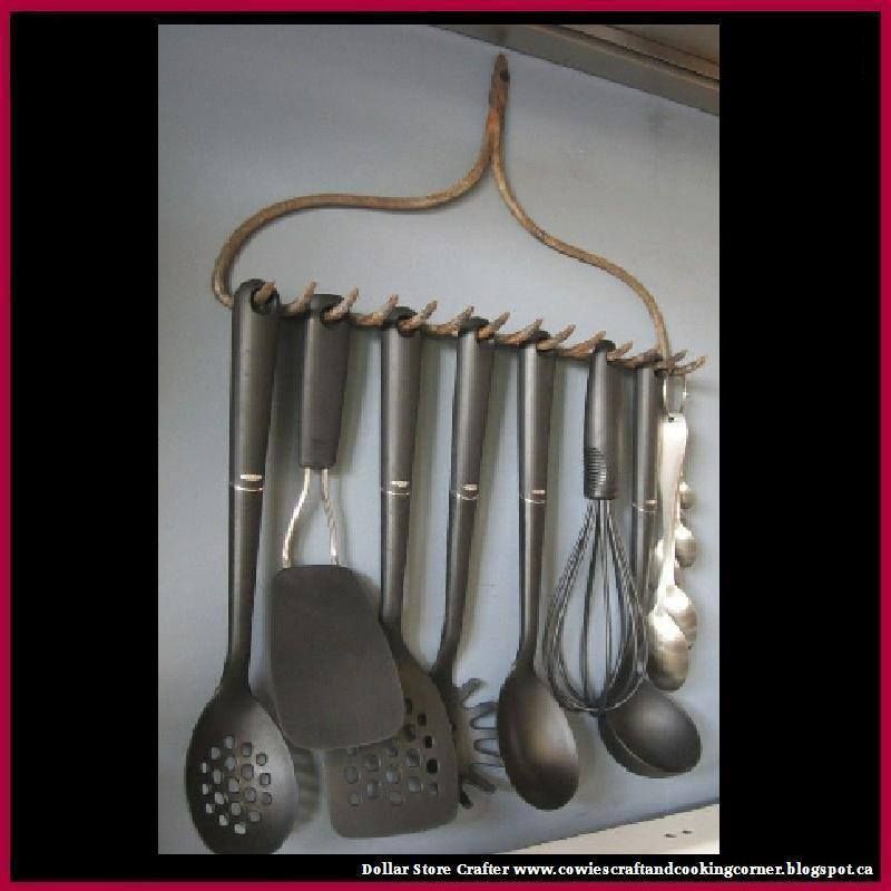 Turn An Old Rake Into A Cooking Utensil Holder