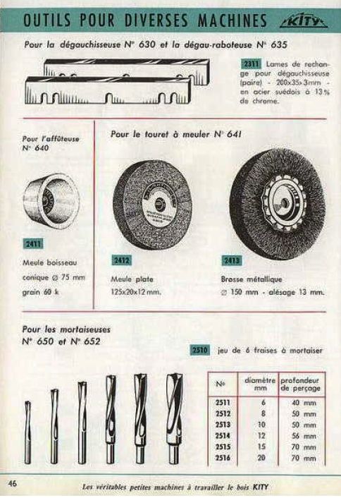 Catalogue d'accessoires pour machine Kity (génération années 60 à 70) - Les  vieux outils de Jicé