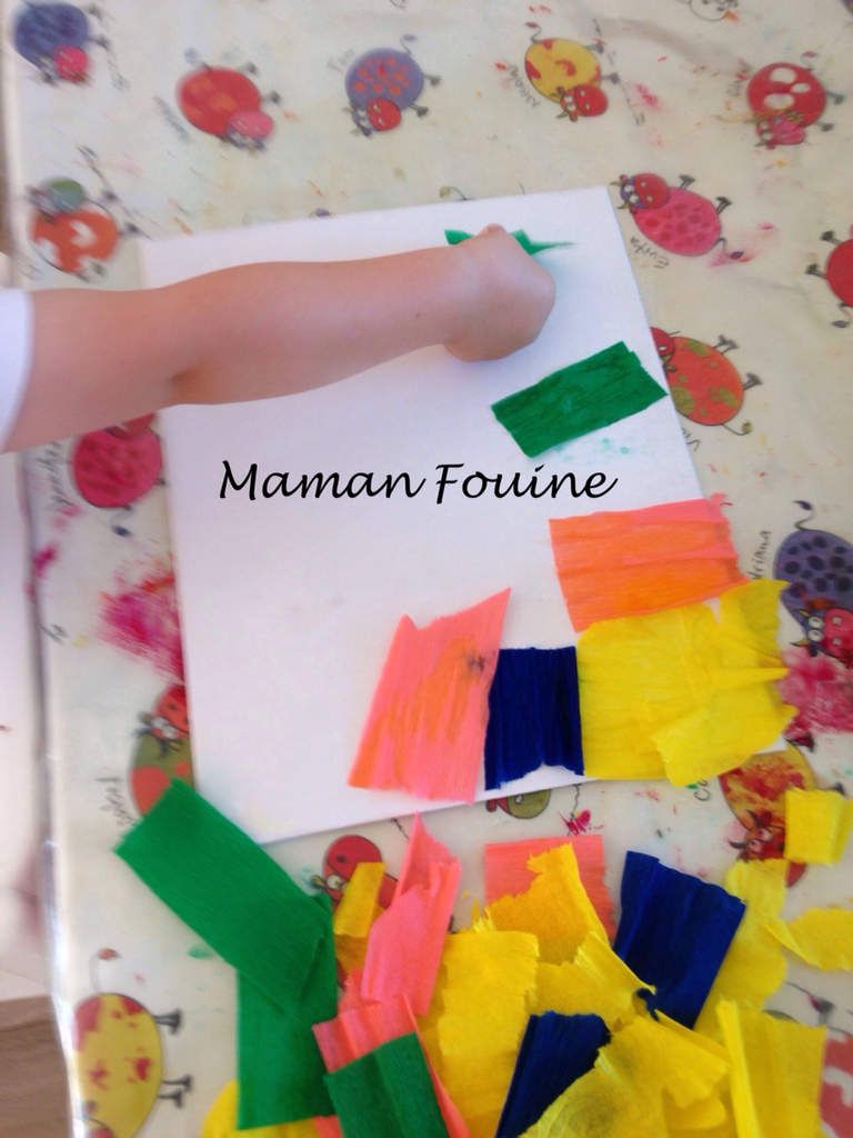 Toile Au Papier Crepon Et Eau Maman Fouine