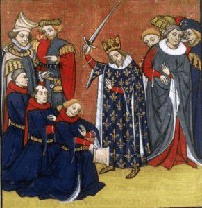 Jean II adoubant des chevaliers