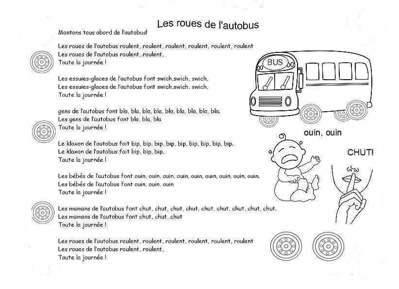 Les Roues De L'autobus Paroles En Francais Comptine "les roues de l'autobus" (coloriage et chanson