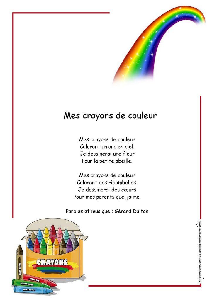 Comptine : mes crayons de couleur de Gérard Dalton - Bienvenue dans ma  salle de jeux