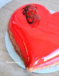 Bavarois coeur bombé & glaçage miroir rouge