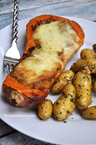 Butternut farci à la viande hachée et à la Mozzarella