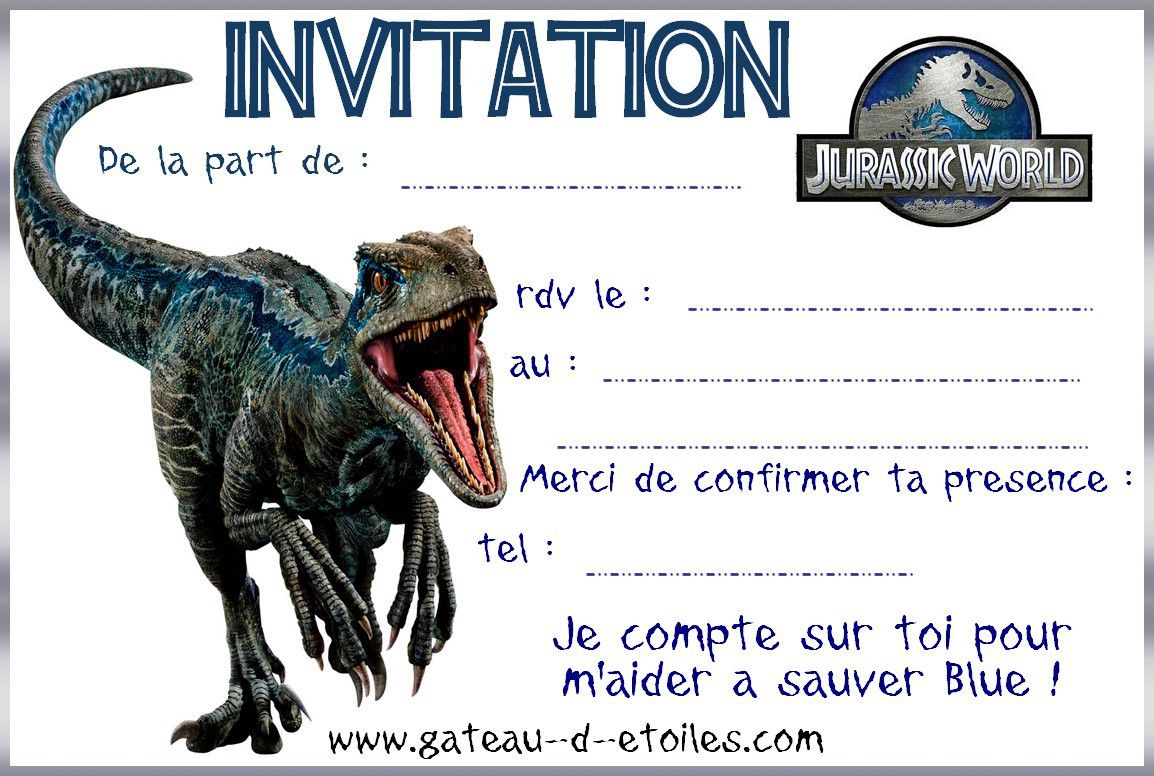 Invitation Jurassic World - leblogdegateaudetoiles.over-blog.com
