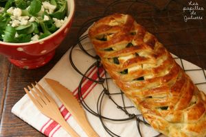 Tresse feuilletée aux épinards, aux lardons et à la féta