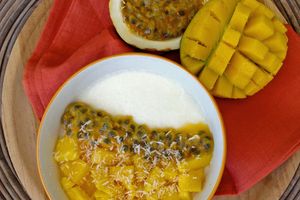 ▲ Panna cotta au lait de coco, mangue fraiche et maracuja ▲