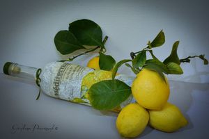 Bottiglia con limoni
