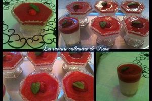 Panna cotta à la noix de coco, citron vert et gelée de fraise