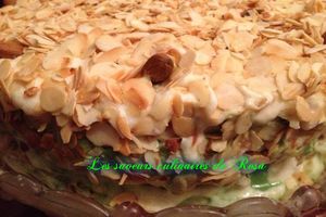 Gateau aux amandes, créme au citron et mousse chocolat blanc citron