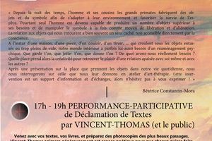 9 septembre 2017 "Trait de Confluence", au Tier(s) Lieux CéLA (Bergerac), "L'art et le soin", Conférence et poésie déclamée et participative.