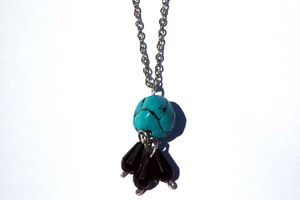 Sautoir noir et turquoise