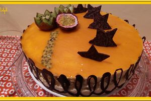 Entremet Vanille Passion, brunoise d'Ananas et gelée de mangue