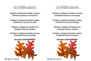 Les feuilles mortes - Pernette Chaponnière - GS-CP-CE1