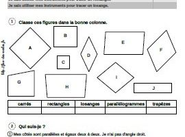 Évaluation : les quadrilatères CM2