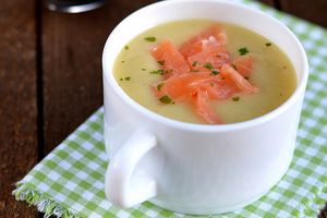 Velouté de poireaux au Saumon