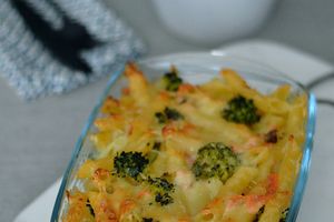 Gratin de pâtes Brocolis - Saumon