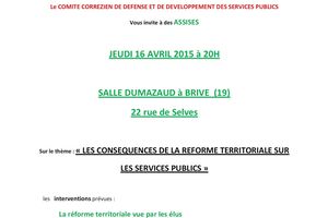Réunion publique le 16 avril à Brive : Réforme Territoriale et services publics