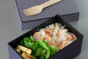 Bento n°106 - Bento riz au saumon et frites de patates douces