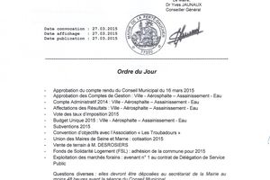 PROCHAIN CONSEIL MUNICIPAL FERTOIS