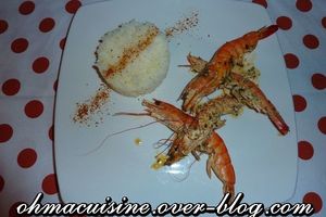Gambas au four, sauce crème et épices