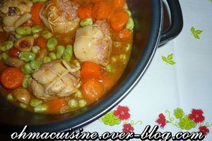 Paupiettes de veau , fèves et carottes