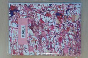 Couvertures des cahiers, peinture à la bille...