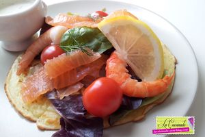 Blinis Saumon et Crevettes - Crème à l'Aneth