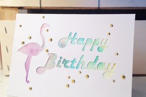 Un flamand rose pour une carte d'anniversaire !