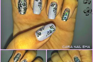 LM Cosmetics Lavender, top coat holographic Dance Legend et stamping Née Jolie